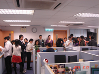 Trainees having a tea break